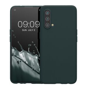 kwmobile OnePlus Nord CE 5G dark green silicone case on phone - Phone Case