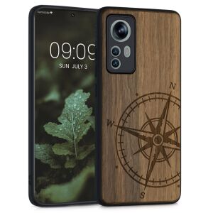 kwmobile Xiaomi 12 wooden case with compass engraving - Phone Case