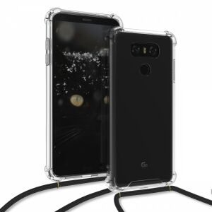 kwmobile LG G6 clear case with black neck strap, phone protection - Phone Case