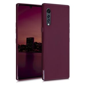 Изглед под ъгъл на лилав силиконов калъф kwmobile LG Velvet на телефон - Технически статии и електроника
