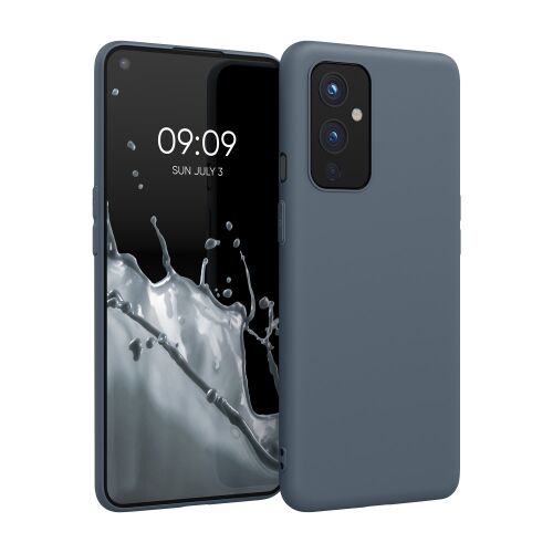 kwmobile OnePlus 9 graue Silikonhülle auf dem Telefon