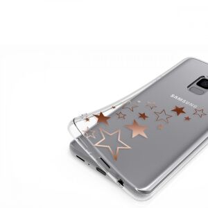 kwmobile Samsung Galaxy S9 Silikonowe Etui Różowe Gwiazdy widok pod kątem - Artykuły techniczne i elektronika