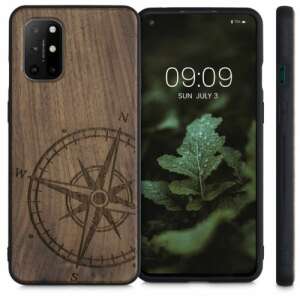 OnePlus 8T wood case with compass design - Kwmobile