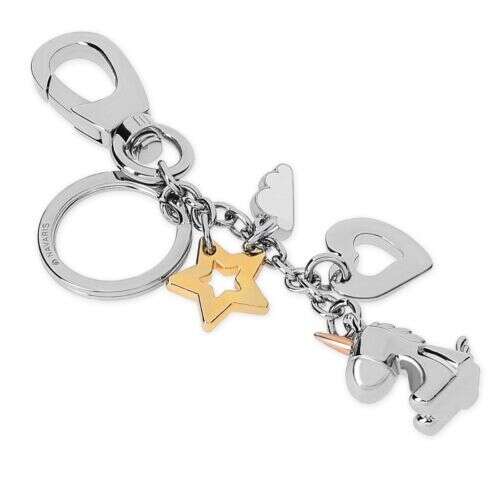 Navaris unicorn keychain with star, heart, and cloud charms