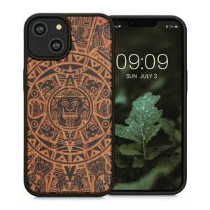 Дървен калъф Kwmobile за Apple iPhone 14 с дизайн на календар на маите - Технически статии и електроника