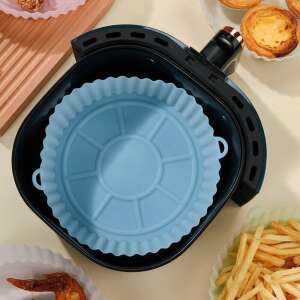 Blue silicone air fryer liner, 18cm diameter, for easy cleaning and even cooking - Cookware & bakeware