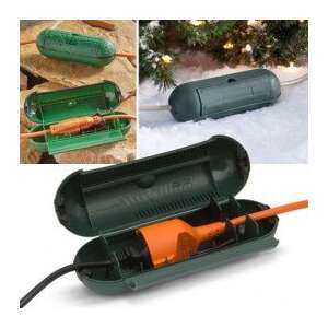 Outdoor extension cord cover, waterproof, IP44, green, protects from water and dirt, for garden use - Lamp & Lighting