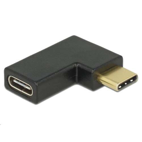 Delock USB-C - USB-C adapter, 90 fokos szögben, fekete, 10 Gbps - USB átalakító