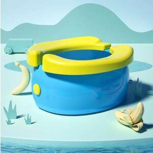 Banana Baby Travel Potty in a scenic setting, with a banana peel nearby - Wipes, Safety Gate and Potty