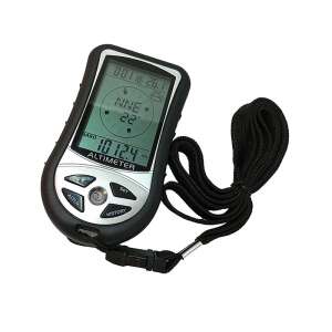 Digital altimeter, barometer, compass, thermometer, and watch with lanyard for hiking and outdoor activities - Tire pressure gauge