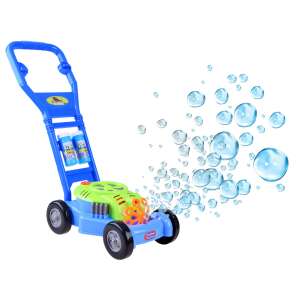 Blue bubble blowing lawnmower toy for kids, makes bubbles, with 2 bottles of bubble solution - Bubble Blower