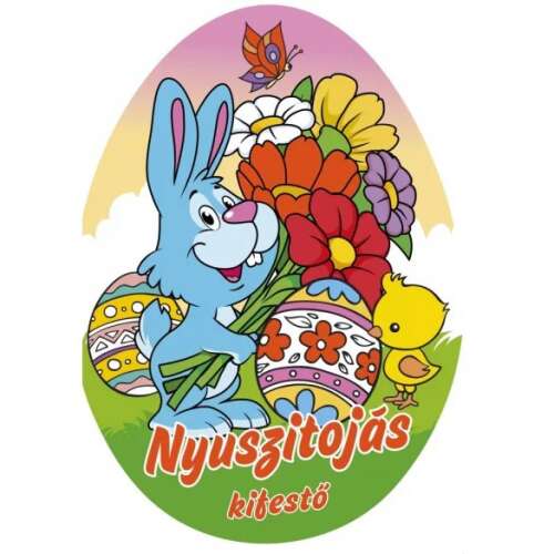 Nyuszitojás húsvéti kifestőkönyv nyuszival, virágokkal és tojással, csirkével és pillangóval - Könyv