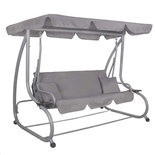 Springos three person reclining garden swing with cup holder #grey