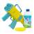 Fru Blu Mega Bubble Blaster, yellow and blue bubble gun with 24 holes, includes bubble solution and tray