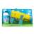 Fru Blu Mega Bubble Blaster, yellow and blue bubble gun with 24 holes, includes bubble solution and tray, packaging