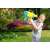 Child playing with Fru Blu Mega Bubble Blaster, making giant bubbles in the garden