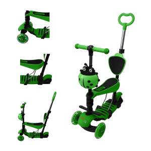 LittleONE by Pepita scuter pentru copii cu mâner de împingere și roți cu LED-uri - Ladybug #green 58987769