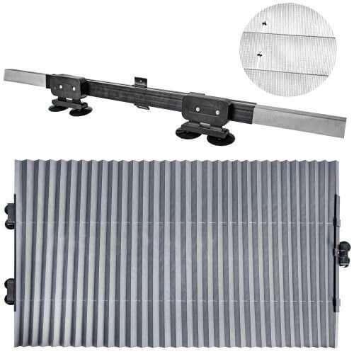 Einziehbare Windschutzscheiben-Sonnenblende mit Saugnäpfen und Montageschiene, grau