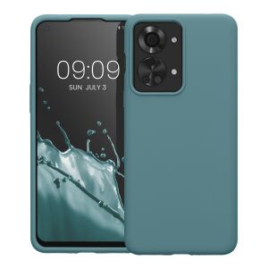 Kwmobile OnePlus Nord 2T green silicone case on phone - Phone Case
