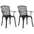 vidaXL 2 darabos fekete öntött alumínium kerti szék rácsos háttámlával