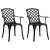vidaXL 2 darabos fekete öntött alumínium kerti szék rácsos háttámlával