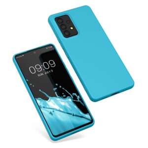 Kwmobile silicone case for Samsung Galaxy A53 5G phone, blue, 3/4 view - Phone Case
