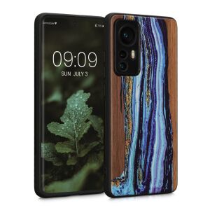 Kwmobile Xiaomi 12/12X wooden phone case with watercolor design on Xiaomi phone - Phone Case