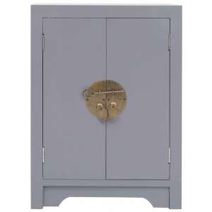 Ázsiai stílusú éjjeliszekrény - Szürke császárfa - 38x28x52 cm - Éjjeliszekrény