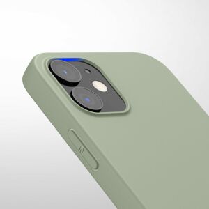 Close-up of kwmobile iPhone 12/12 Pro silicone case in sage green, camera protection detail - Phone Case