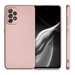 kwmobile Samsung Galaxy A72 Rose Gold Silicone Case - Front and Side View - Phone Case