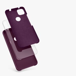 kwmobile Google Pixel 4a Burgundy Purple Silicone Case - Exploded View - Phone Case