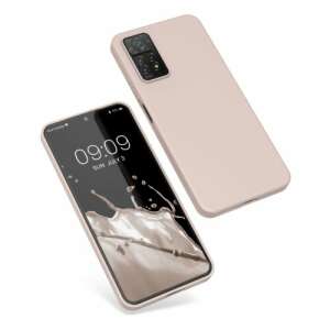 Kwmobile silicone case for Xiaomi Redmi Note 11 Pro / Note 11 Pro 5G phone, cream color, front and back view - Phone Case