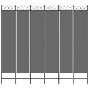 6 paneles antracitszürke szövet térelválasztó 240 x 220 cm 51423535 