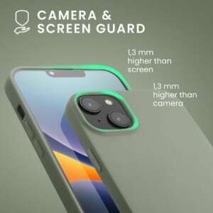 Green silicone phone case for Apple iPhone 14 Plus, camera and screen protection - Phone Case