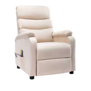 Krémszínű szövet állítható elektromos masszázsfotel