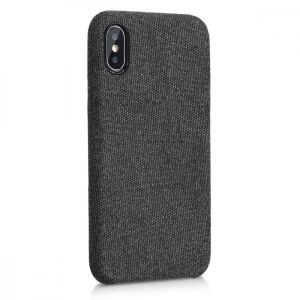 kwmobile iPhone X/XS black fabric case angled view - Nonbrand Phone Case