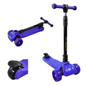 LittleONE by Pepita Składana hulajnoga trójkołowa dla dzieci z kołami LED #niebieski