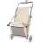 Springos beige folding sun lounger with canopy and wheels, showing the front of the lounger with storage pocket
