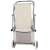 Springos beige folding sun lounger with canopy and wheels, showing the back of the lounger with storage pocket