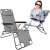 Springos grey sun lounger with woman relaxing
