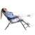 Woman relaxing on a Springos gray folding lounge chair with adjustable backrest and armrests