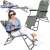 Springos grey sun lounger in use, woman relaxing on folding chair