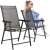 Woman sitting on Springos black and grey garden chair