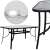 Springos garden table with tempered glass top and black metal frame, with a grey parasol