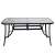 Black metal garden table with tempered glass top