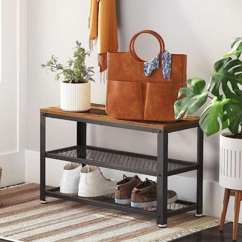 VSG vintage Cipőtároló pad #barna-fekete