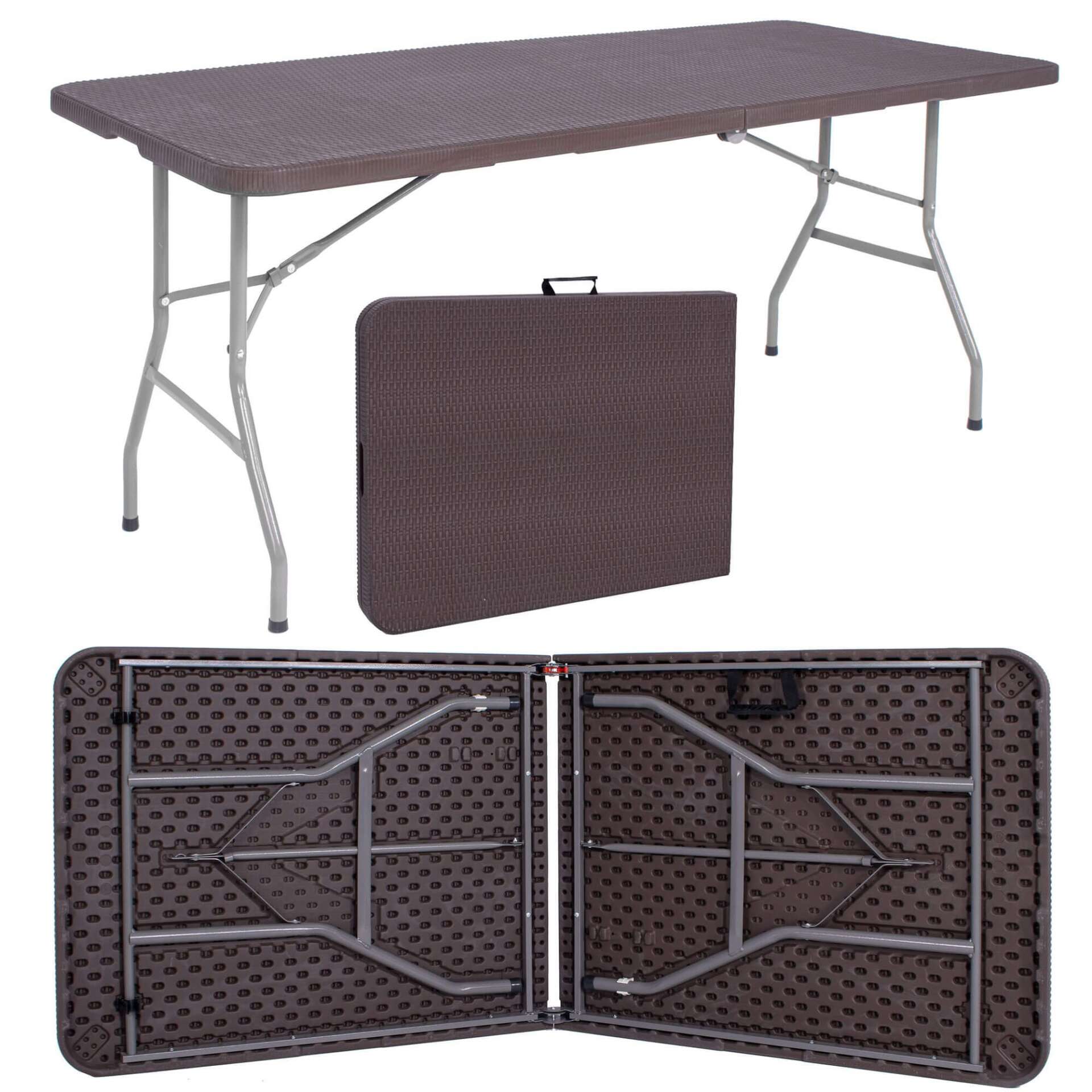 Springos összecsukható kerti Asztal 180x74x74cm - Barna