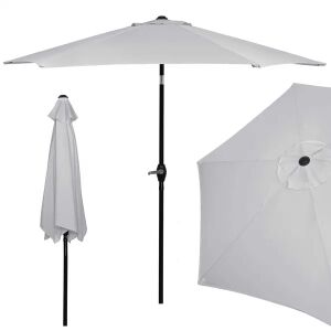 Springos 2.5m grey garden umbrella, open and closed view, patio sun protection - Awning & Shade