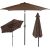 Springos 2.5m brown garden umbrella collage: open, tilted, and closed view