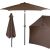 Springos 2.5m brown garden umbrella collage: open, closed, and top view